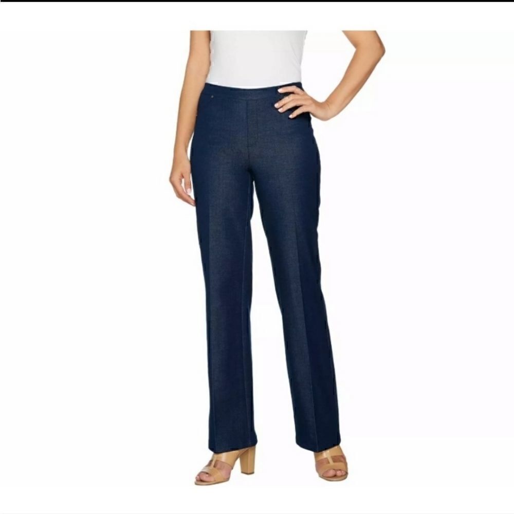 H by Halston Stretch Pull-On Straight Leg Trouser blue size 4
